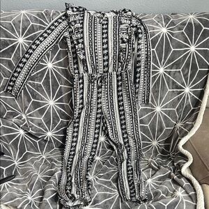 Chic Monochrome Kids Jumpsuit with Ruffle Details